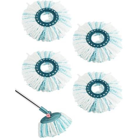 Set di 4 teste di scopa di ricambio compatibili con i mop Leifheit Clean Twist Disc Mop, in microfibra durevole e molto assorbente per pulire tutti i tipi di pavimenti (1/5)