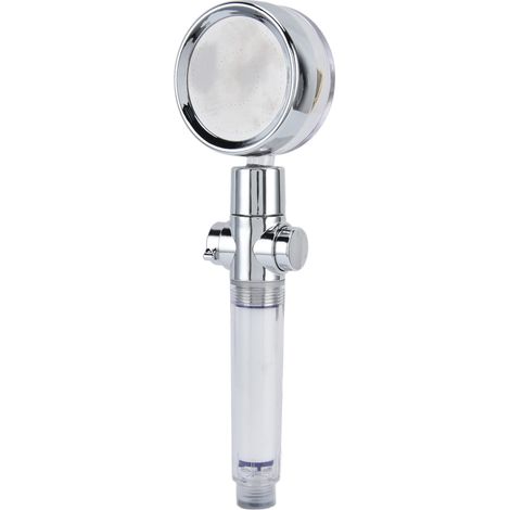 Douche turbo hélicoïdale G1/2 à arrêt rapide, rotation 360°, filtre amovible, pommeau doré ventilateur, kit 3 sachets bulles. (1/5)