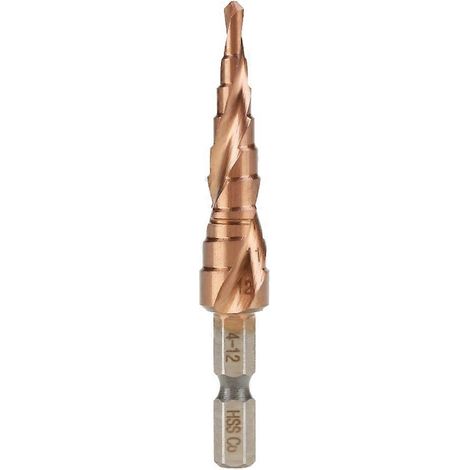 Stück Sechskantgriff-Spiralnut-Stufenkegel-Kobaltbohrer aus Hochgeschwindigkeitsstahl (4-12 mm)