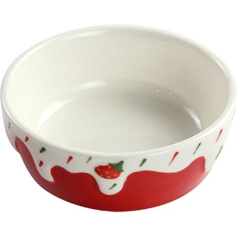 Gamelle en céramique pour hamster, bol en céramique lourd anti-renversement, gamelle pour lapin à la fraise (1/5)