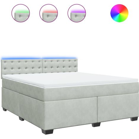 Maison Exclusive - Giroletto a Molle con Materasso Grigio Chiaro 180x200cm Velluto (1/5)