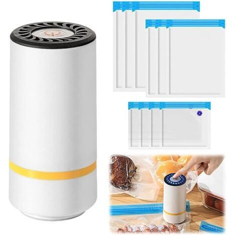 Food Vacuum Machine, Mini Vacuum Sealer Machine, Kitchen Vacuum Sealer with 10 Vacuum Bags (1/4)