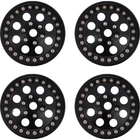 Stück 1,9 Zoll Beadlock-Metallfelgen mit 8 runden Löchern für Axial SCX10 90046 1/10 RC-Car, Schwarz (1/5)