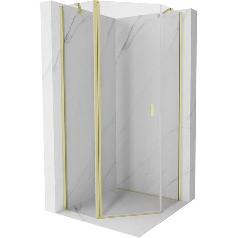 Mexen Mist Fünfeck-Duschkabine schwenkbar 90 x 90 cm, transparent, gold gebürstet - 8A8-090-090-55-00 (1/5)