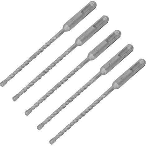 Lot de 5 forets à percussion rotatifs de 160 mm de longueur, à 2 goujures, à pointe carbure auto-centreuse, pour brique, pierre et béton (5 mm / 0,2 po). (1/5)