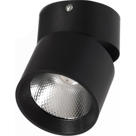 Spot de plafond rond LED en aluminium, luminaire encastré décoratif moderne et réglable, 15 watts, lumière neutre 4000K, noir. (1/5)