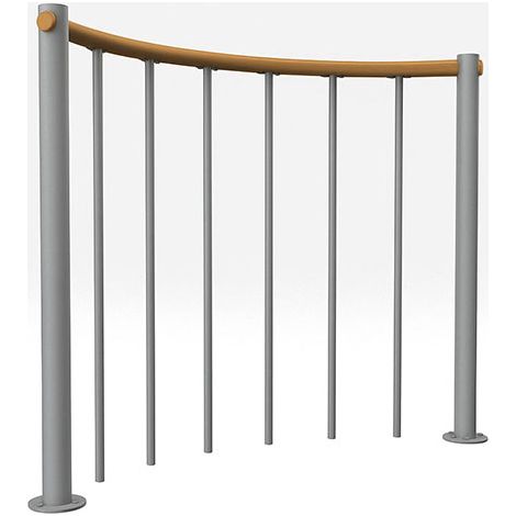 Rundes Brüstungsgeländer - Grau - Thermolackierter Stahl - Länge 1m - Handlauf aus Holz - Ø120cm - RE-U-RV-GH-140