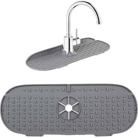 QORVA-Tapis de robinet en silicone anti-éclaboussures pour évier de cuisine et de salle de bain - Gris