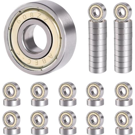 40 Pièces Roulement a Bille 608 ZZ 8x22x7 Billes Roulement Skateboard en Acier au Carbone Roulements à Billes Miniatures à Double Blindage en Métal pour Skateboards, Scooters, Rollers en Ligne (1/5)