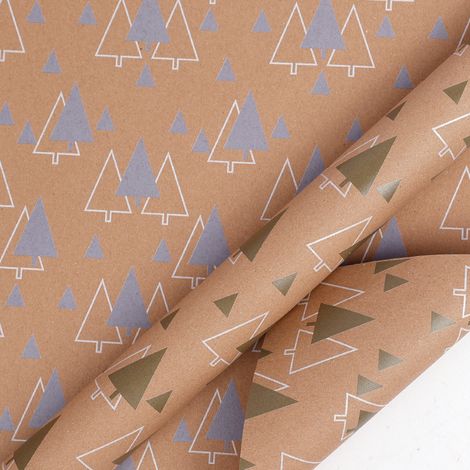 (0,43 x 10 mètres) Grand rouleau de papier cadeau de Noël, papier kraft vintage, impression recto verso.