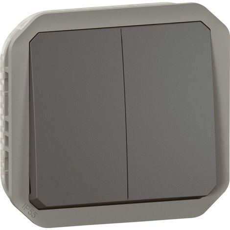 Legrand 069805L Commande Double Interruptur ou poussoir Plexo Composable Anthracite