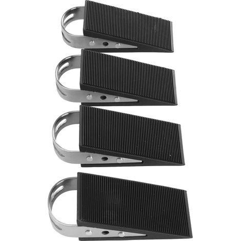 Lot de 4 butées de porte antidérapantes en caoutchouc et acier inoxydable, robustes, pour le bas de porte, adaptées à la maison, au dortoir, au bureau et à tous types de sols. (1/5)