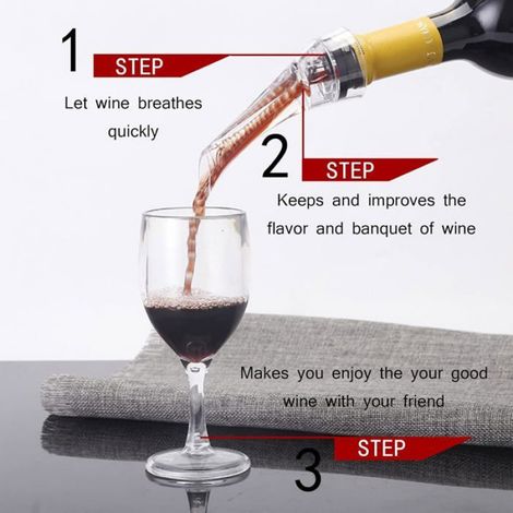 Verseur Aérateur Vin - Système Double Admission D'Air - Pour Vins Rouges Et Blancs - 2 Pièces (1/4)