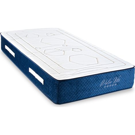 Ensemble DOLCE VITA Matelas Ressorts Ensachés - Sommier Kit Tissu Gris - 80x200 cm (1/5)