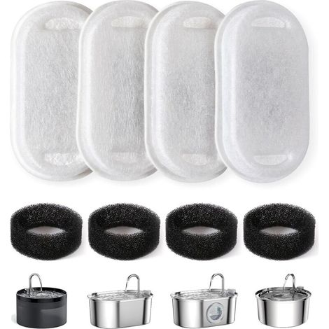 filtres pour fontaine à eau pour chat, filtre pour fontaine à eau pour chat, convient aux abreuvoirs pour chat en acier inoxydable de 3,2 L/2 L, 4 fil (1/5)