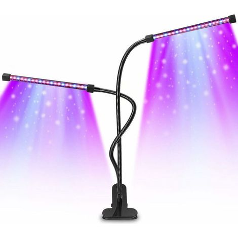 Lampe de table à LED pour plantes à barre de lumière dure, lumière de croissance, deux lumières à clip 40W, noir (USB, sans adaptateur) (1/5)