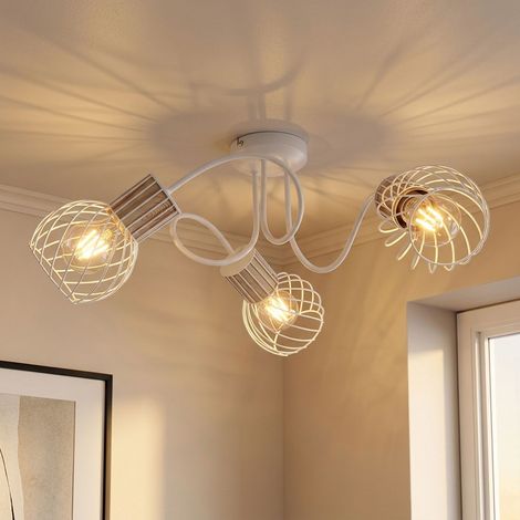 Deckenleuchte 3 Flammig Spotleuchte schwenkbar Deckenlampe Gitterschirme, Metall, 3x E27 Fassungen, DxH 60x24 cm