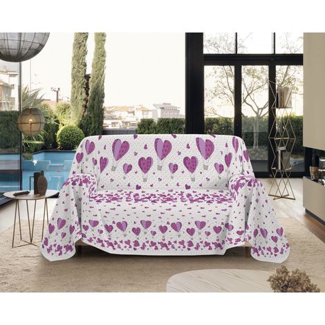 Telo Arredo Made in Italy in Cotone Grandfoulard Copritutto Copridivano Copriletto-Teli Sofà Arredatutto-Drappeggio-Arazzo-Copridivano Grand Foulard Letto Singolo - Mongolfiera Rosa (1/4)