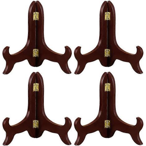 Set aus 4 hölzernen Tellerhaltern, 10 cm (4 Zoll), faltbarer Präsentationsständer für Tisch, Schreibtisch oder Geschäft, ideal zur Präsentation von Tee oder handgefertigten Artikeln. (1/2)