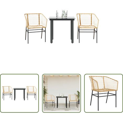 vidaXL Gartenmöbel - 3-teiliges Garten-Esszimmer-Set Braunes Polyrattanglas (1/5)