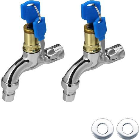 2 Pièces Robinet Verrouillable, Robinet Exterieur, Robinets D'eau Verrouillable, Serrure Robinet Jardin Exterieur, pour Jardin, Piscine, Potagers (1/5)