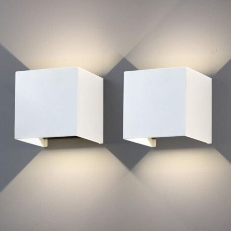 12W Applique Murale,2 pièces LED Moderne Lampe Murale en Aluminium,IP65,4000K blanc naturel,Éclairage mural avec réglage de l'angle de faisceau réglable,Blanc (1/5)