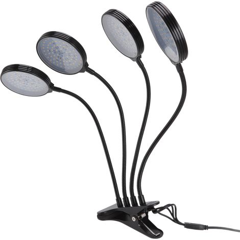 60W 4-flammige LED-Pflanzenlampe mit USB-Netzteil, Klemmbefestigung und 5 dimmbaren Lichtmodi für Zimmerpflanzen (1/5)