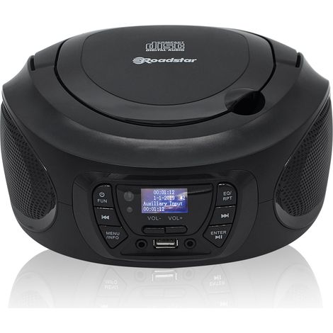 Roadstar CDR-375D+/BK Radio Portátil DAB DAB+ FM, Reproductor CD-MP3, USB, AUX-IN, Mando a Distancia, Reloj Alarma  Negro (1/5)