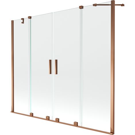 Mexen Velar Duo écran de baignoire à 2 ailes coulissante 170 x 150 cm, transparent, Or rose - 896-170-000-02-60 (1/5)
