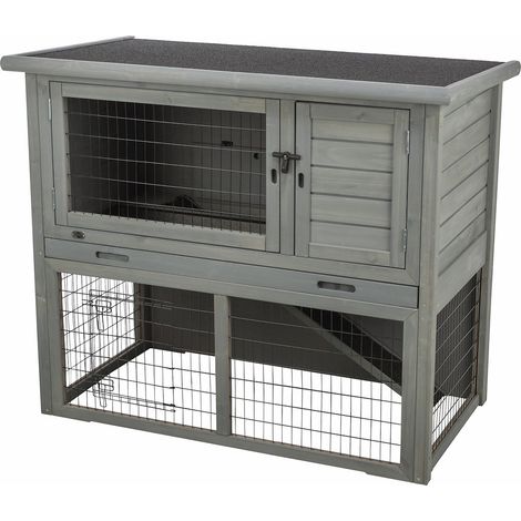 Kleintierstall mit Freilauf- gehege, 116x97x63cm, grau