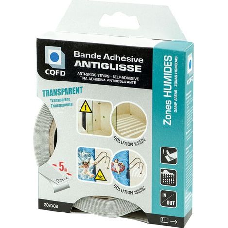 CQFD - Bande adhésive antiglisse transparente 25mm x5m