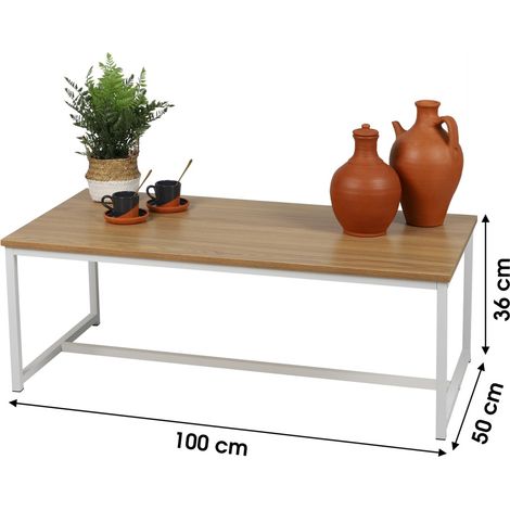 Industriestil Couchtisch aus der Kollektion PUEBLO – Farbe helles Eichenholz, Maße 100x50x36 cm