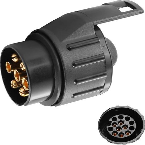 Adapteur Prise Remorque Attelage 7 Broches vers 13 Broches pour Remorque de Voiture Porte-vélo,12V Adaptateur remorque 7/13,Adaptateur Prise remorque 7 vers 13 Broches,avec Cache(SK7133) (1/5)