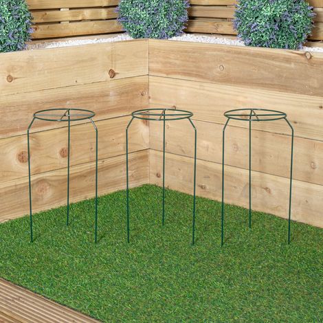 Pack of 3 Tom Chambers Urban Dark Green Metal Herbaceous Garden Plant Support Grow Through Small 40cm x 20cm (1/5)