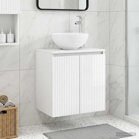 vidaXL Mobile Lavabo da Parete Bianco Lucido 49,5 x 41 x 64,5 cm