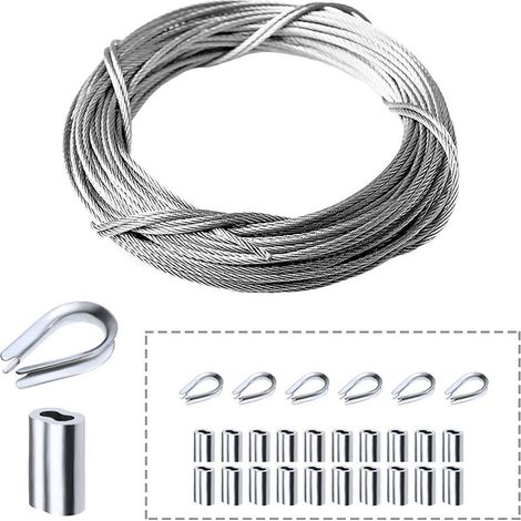 10 Meter langes Edelstahl-Seilklemmen-Set mit Kunststoffbeschichtung für den Heimgebrauch, Zubehör für kunststoffbeschichtete Stahlseile und Stahlseile für den Außenbereich. (1/5)