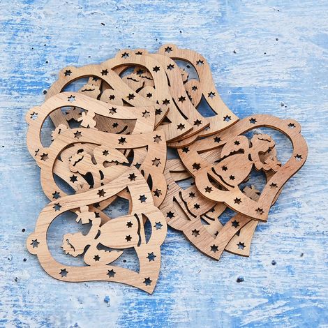 12 ornements suspendus en bois pour Noël : Père Noël, ange et bonhomme de neige - DIY décoration mariage (1/2)