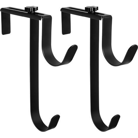 Lot de 2 crochets doubles pour clôture de piscine – Réglables et antirouille pour poteaux – Accessoires de piscine noirs pour clôture de piscine et mur d'écumoire (1/5)