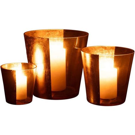 Photophore Design en Verre "Boe" 18cm Transparent & Or (1/5)