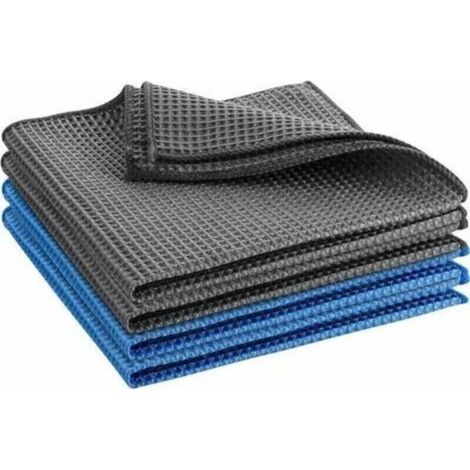 Premium Carbon-Mikrofaser-Glastücher für die professionelle Fenster-/Spiegelreinigung – Poliertuch mit unglaublich blauer und grauer Faserkombination 4040 cm, Versaill (1/4)