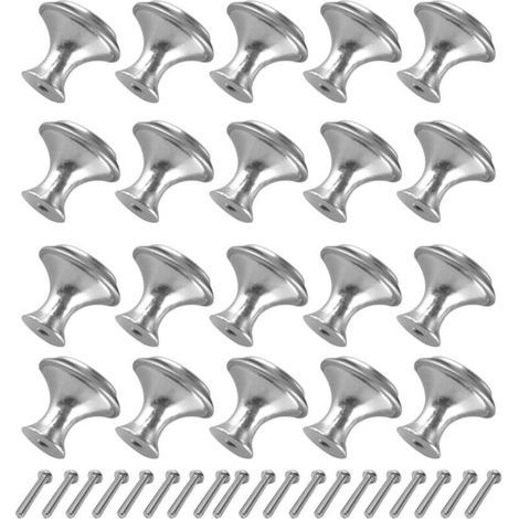 20 Pièces Bouton de Meuble,Bouton de Porte Poignée Tiroir Champignon Forme Monotrou en Argent Poignée Ronde Monotrou Boutons de Tiroir de Meubles