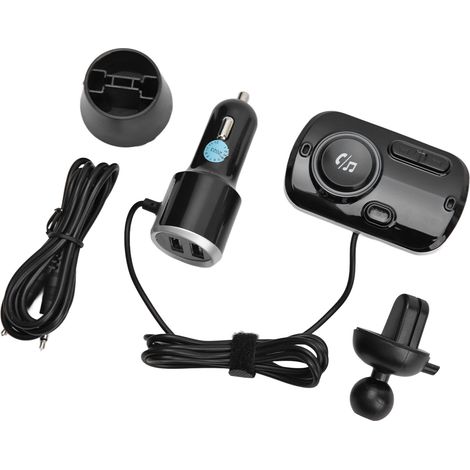 Transmetteur Bluetooth 2 Ports USB Noir Charge Rapide Détection Intelligente Réduction de Bruit Fonction Mains Libres Universel Voiture (1/5)