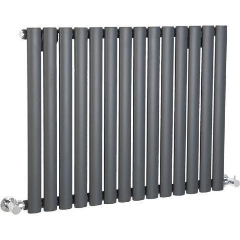 Milano Aruba Anthracite Horizontal Single Oval Panel Radiator - 635mm x 826mm (1/5)
