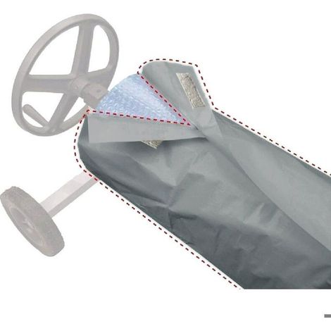 Rouleau protection piscine gris -Nosheir- Enrouleur, couverture imperméable - 490x96cm (HxP) (1/4)