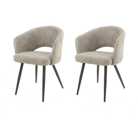 Lot de 2 chaises repas 58x56x81 cm en tissu bouclette sable