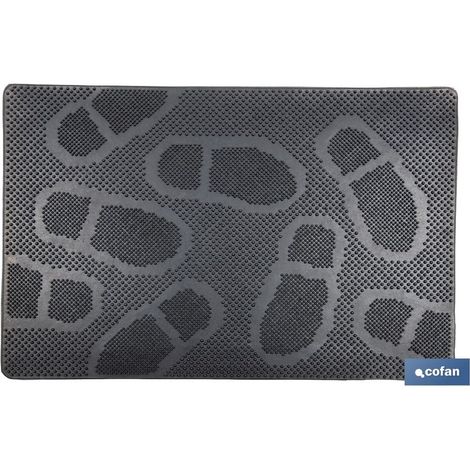 Felpudo de caucho antideslizante 40 x 60 cm con diseño de huellas y fácil limpieza