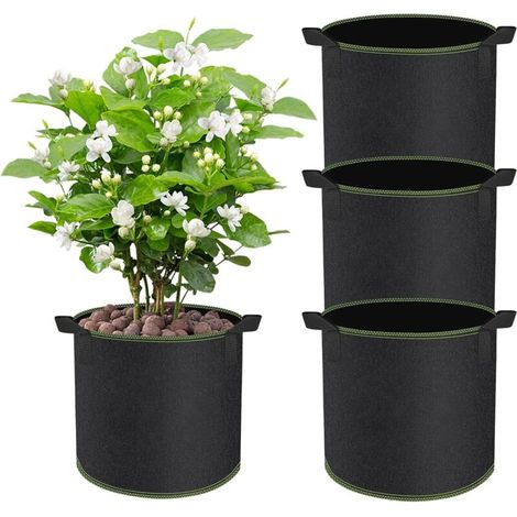 Lot de 3 Sacs de Plantation 60 L – Non Tissé avec Poignées – Pour Pommes de Terre, Tomates, Fraises – Balcon, Terrasse, Serre, Jardin – 17 Gallons