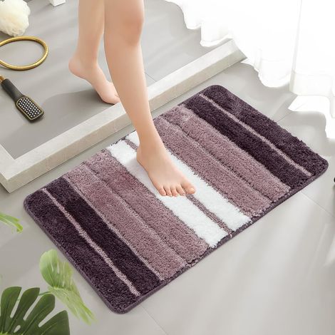 Trintion Bath Mat, Rug Extra Soft and Absorbent, Non-Slip Washable Rugs for Shower Floor, Machine Washable Shaggy Bath Mats Rugs (Gray, 40 x 60 cm) (Light brown, 50 x 80 cm) (1/5)