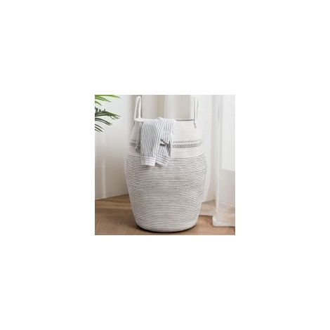 105L Gris Panier à Linge Sale , Panier de Rangement en Coton, Grand Panier avec Poignée, Corbeille à Linge