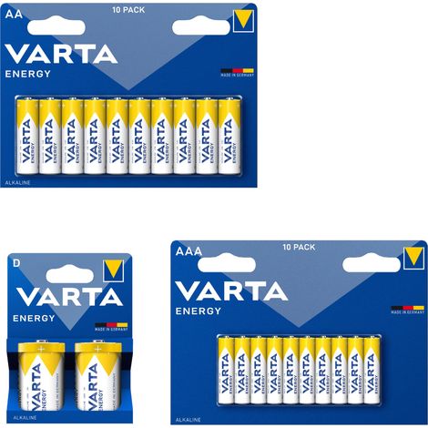 Lot de 10 piles alcalines Varta Energy : 1 pile AAA, 1 pile AA et 2 piles D. (1/5)